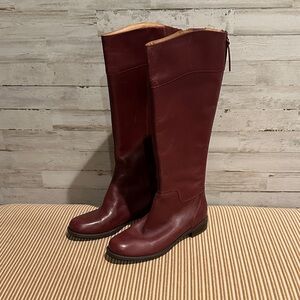 Nine West Elegant Burgundy Leather Knee-High Boots